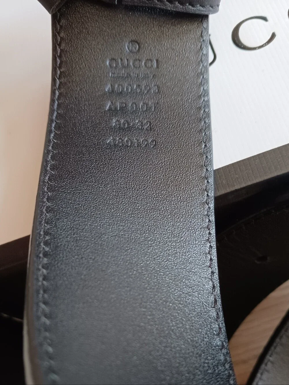 Gucci Black Leather Belt With Double GG Buckle Size 80-32